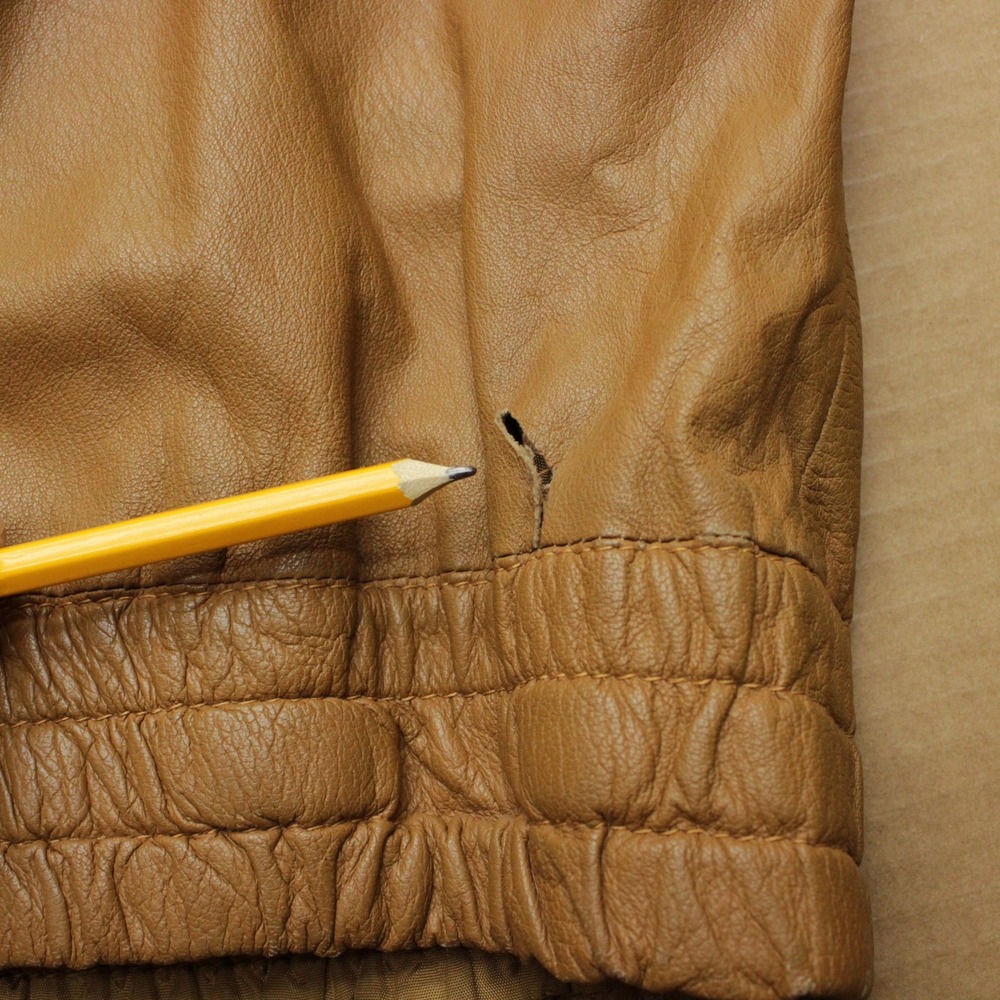 Vintage Louis Feraud Monsieur Jacket Mens 50 Brown Leather Western Blouson Zip - Picture 7 of 8